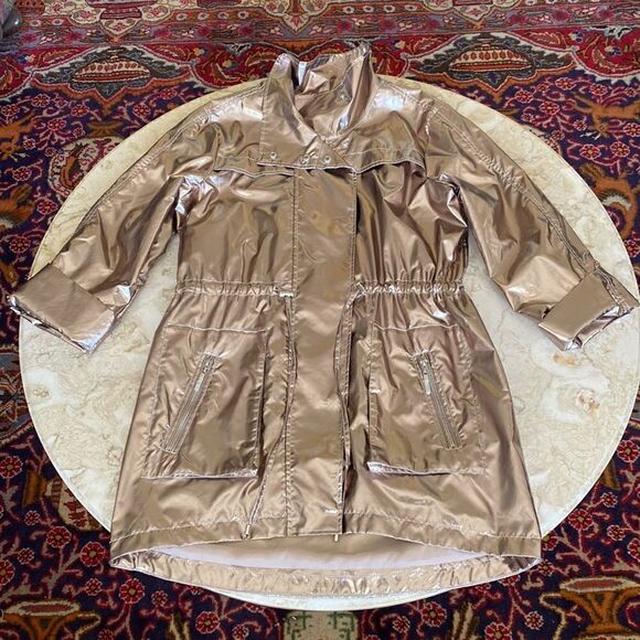 Joseph Ribkoff Foiled Gold Metallic Trench Coat - Picture 10 of 16
